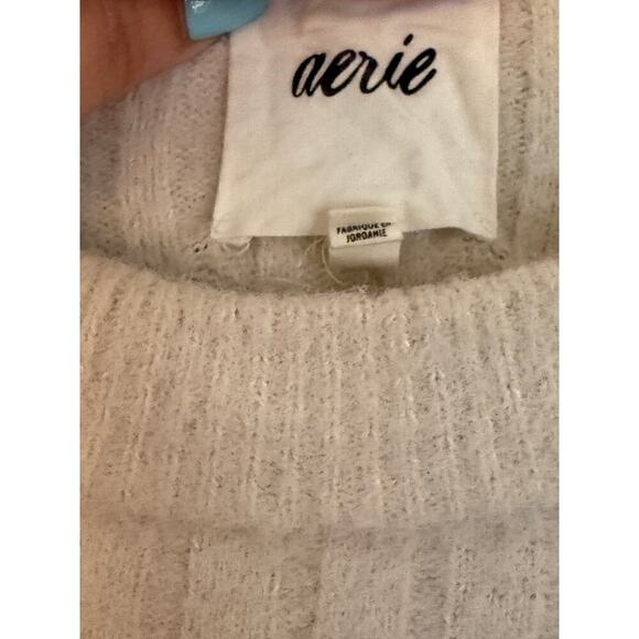 AERIE Ribbed Fuzzy Oversized Sweater (Cream/Off-White), Size Medium - Picture 5 of 5
